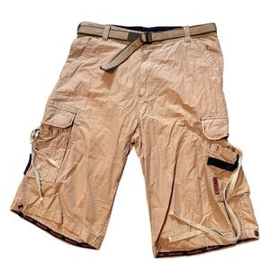 BUGLE BOY Cargo Shorts Mens 36 Khaki Tan Utility Y2K 13” Inseam